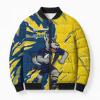 Personalized North Queensland Cowboys Bomber Puffer Jacket Dynamic Lightning Mascot Rugby Australia