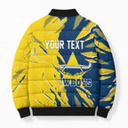 Personalized North Queensland Cowboys Bomber Puffer Jacket Dynamic Lightning Mascot Rugby Australia