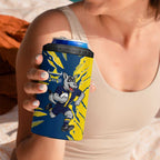 Personalized North Queensland Cowboys 4 in 1 Can Cooler Tumbler Dynamic Lightning Mascot Rugby Australia