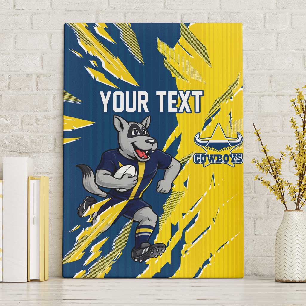 Personalized North Queensland Cowboys Canvas Wall Art Dynamic Lightning Mascot Rugby Australia
