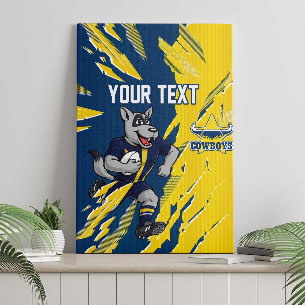 Personalized North Queensland Cowboys Canvas Wall Art Dynamic Lightning Mascot Rugby Australia