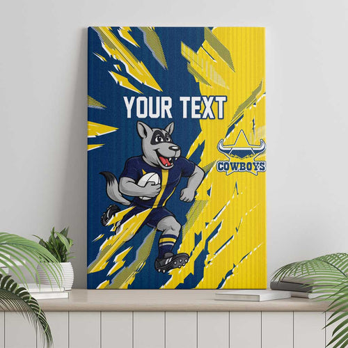 Personalized North Queensland Cowboys Canvas Wall Art Dynamic Lightning Mascot Rugby Australia