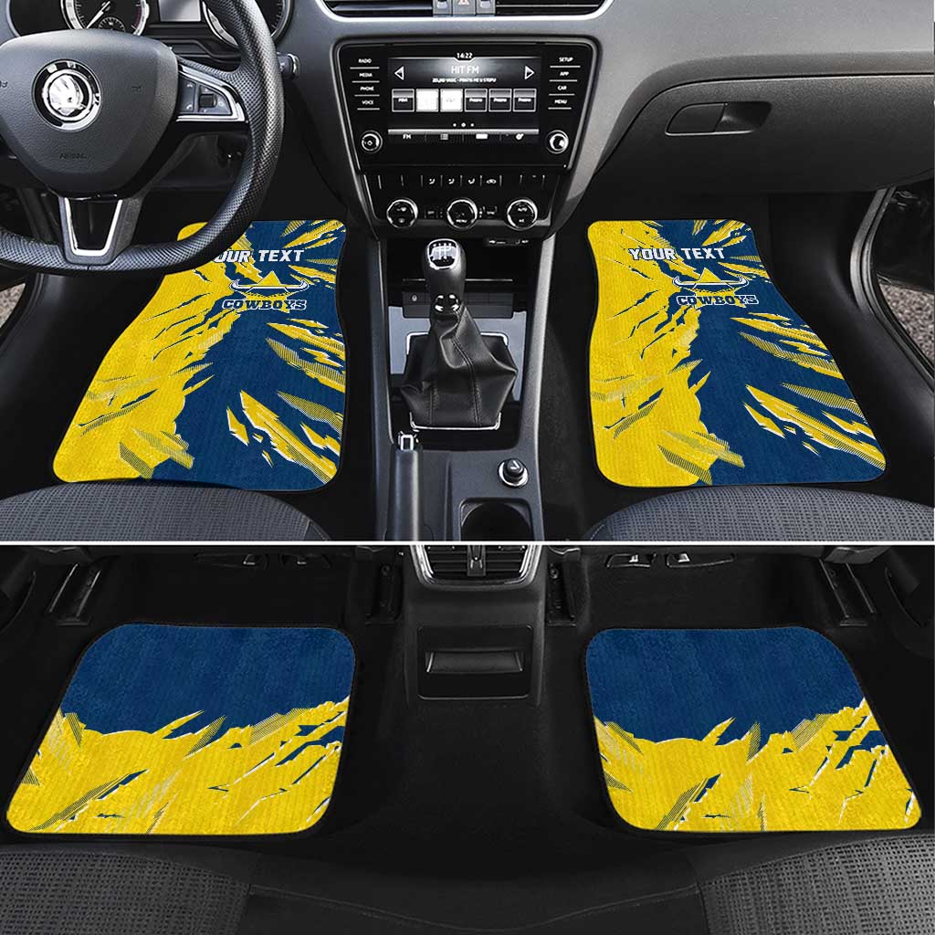 Personalized North Queensland Cowboys Car Mats Dynamic Lightning Mascot Rugby Australia