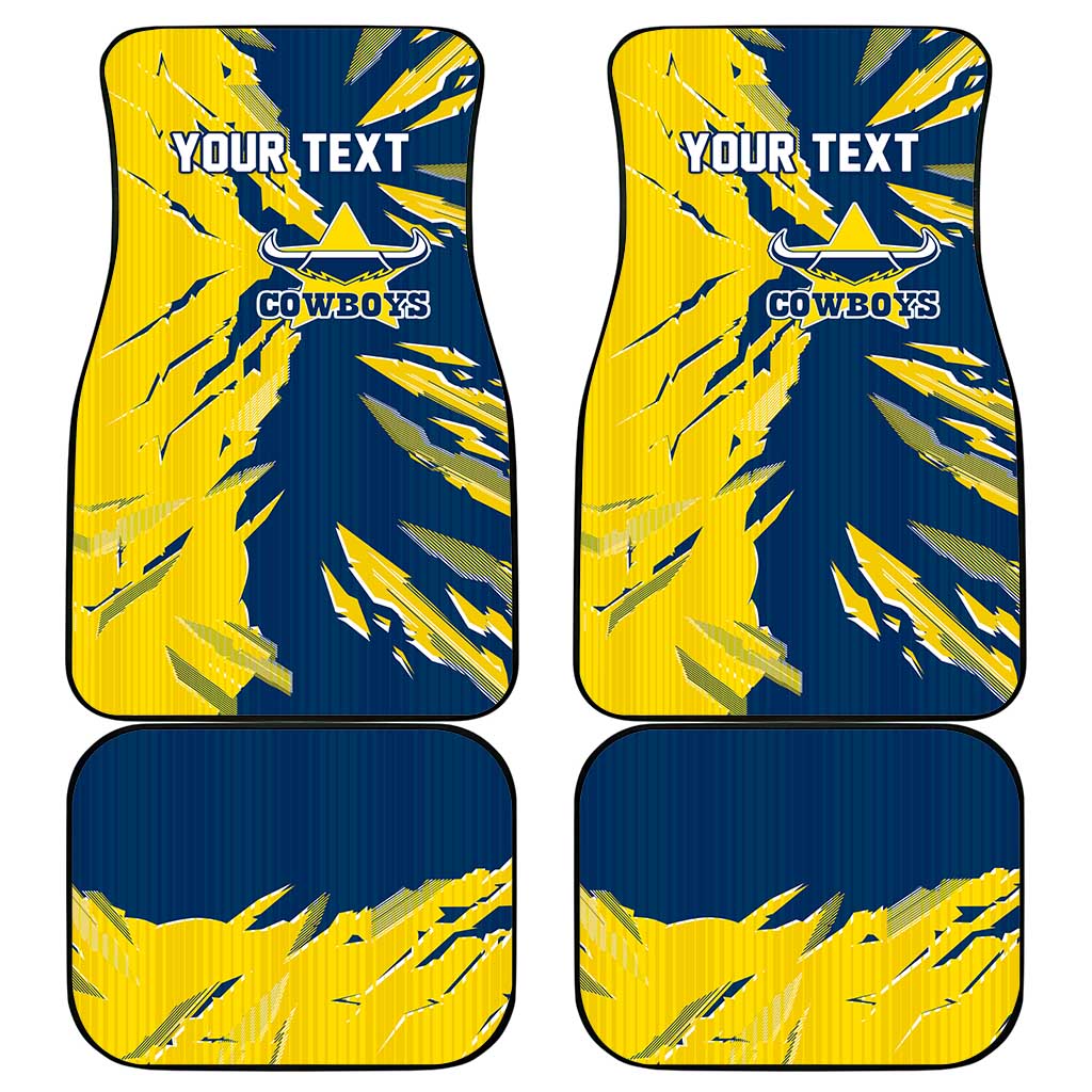 Personalized North Queensland Cowboys Car Mats Dynamic Lightning Mascot Rugby Australia