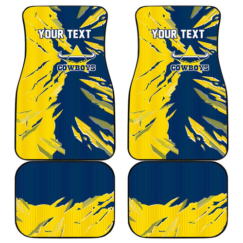 Personalized North Queensland Cowboys Car Mats Dynamic Lightning Mascot Rugby Australia