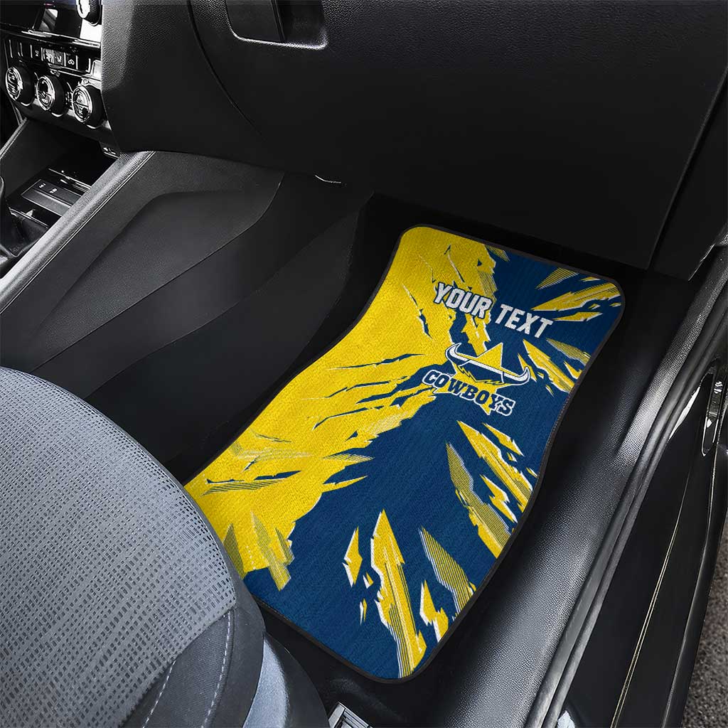 Personalized North Queensland Cowboys Car Mats Dynamic Lightning Mascot Rugby Australia