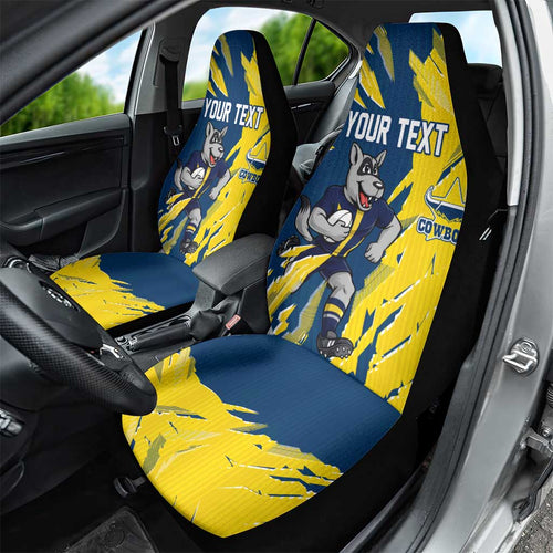Personalized North Queensland Cowboys Car Seat Cover Dynamic Lightning Mascot Rugby Australia