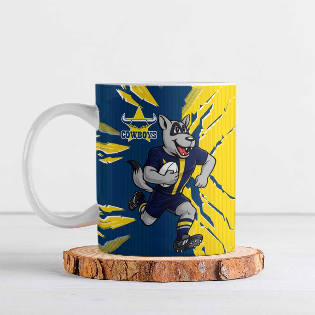 Personalized North Queensland Cowboys Ceramic Mug Dynamic Lightning Mascot Rugby Australia