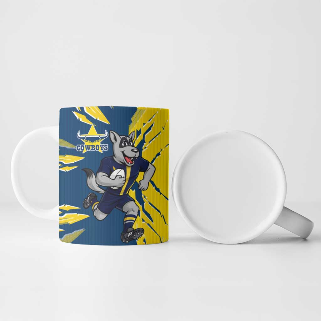 Personalized North Queensland Cowboys Ceramic Mug Dynamic Lightning Mascot Rugby Australia
