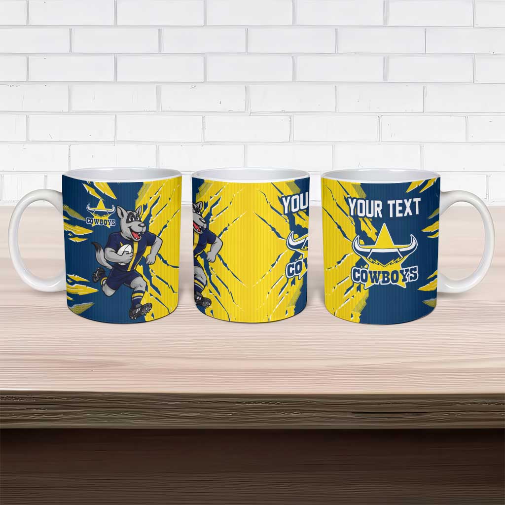 Personalized North Queensland Cowboys Ceramic Mug Dynamic Lightning Mascot Rugby Australia