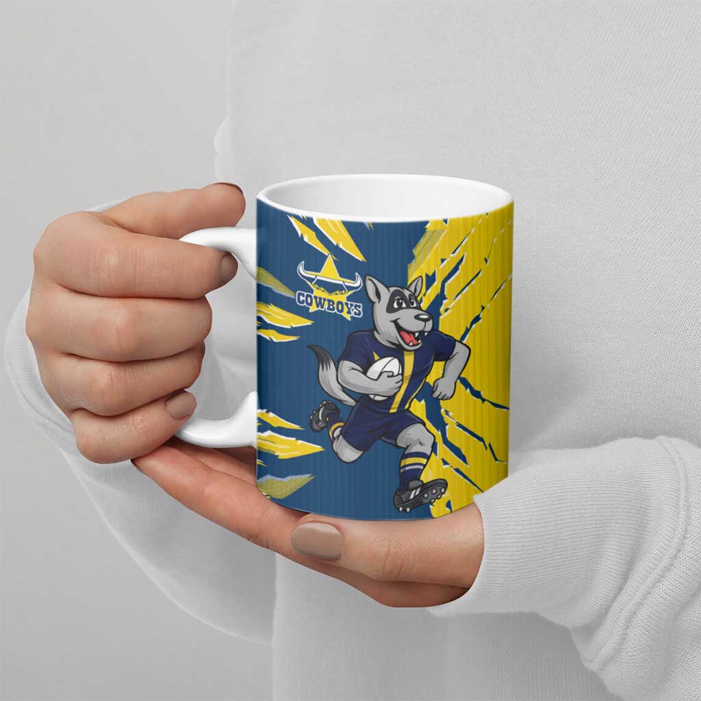 Personalized North Queensland Cowboys Ceramic Mug Dynamic Lightning Mascot Rugby Australia