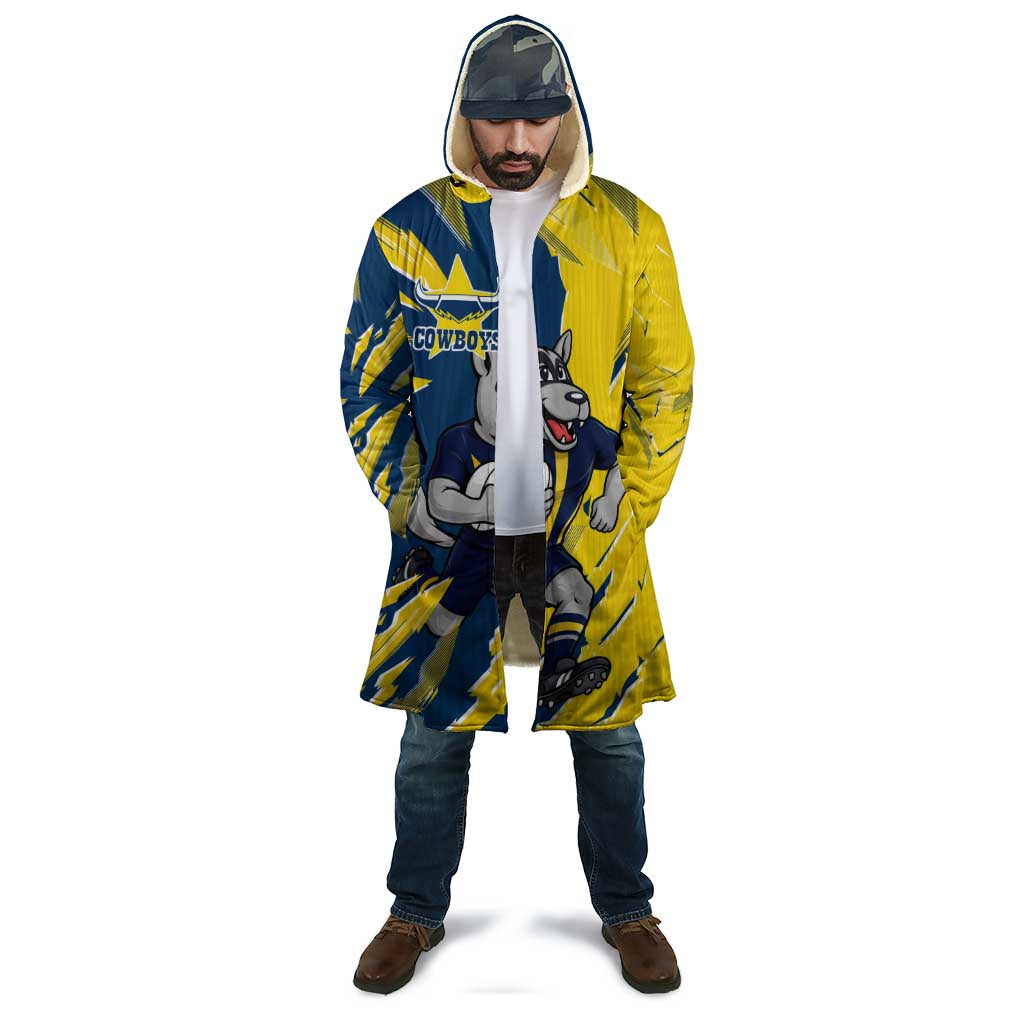 Personalized North Queensland Cowboys Cloak Dynamic Lightning Mascot Rugby Australia