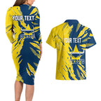 Personalized North Queensland Cowboys Couples Matching Long Sleeve Bodycon Dress and Hawaiian Shirt Dynamic Lightning Mascot Rugby Australia