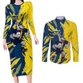 Personalized North Queensland Cowboys Couples Matching Long Sleeve Bodycon Dress and Long Sleeve Button Shirt Dynamic Lightning Mascot Rugby Australia