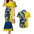 Personalized North Queensland Cowboys Couples Matching Mermaid Dress and Hawaiian Shirt Dynamic Lightning Mascot Rugby Australia
