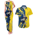 Personalized North Queensland Cowboys Couples Matching Tank Maxi Dress and Hawaiian Shirt Dynamic Lightning Mascot Rugby Australia