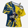 Personalized North Queensland Cowboys Cross Shoulder Shirt Dynamic Lightning Mascot Rugby Australia