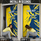 Personalized North Queensland Cowboys Door Cover Dynamic Lightning Mascot Rugby Australia
