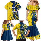 Personalized North Queensland Cowboys Family Matching Mermaid Dress and Hawaiian Shirt Dynamic Lightning Mascot Rugby Australia