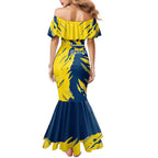 Personalized North Queensland Cowboys Family Matching Mermaid Dress and Hawaiian Shirt Dynamic Lightning Mascot Rugby Australia