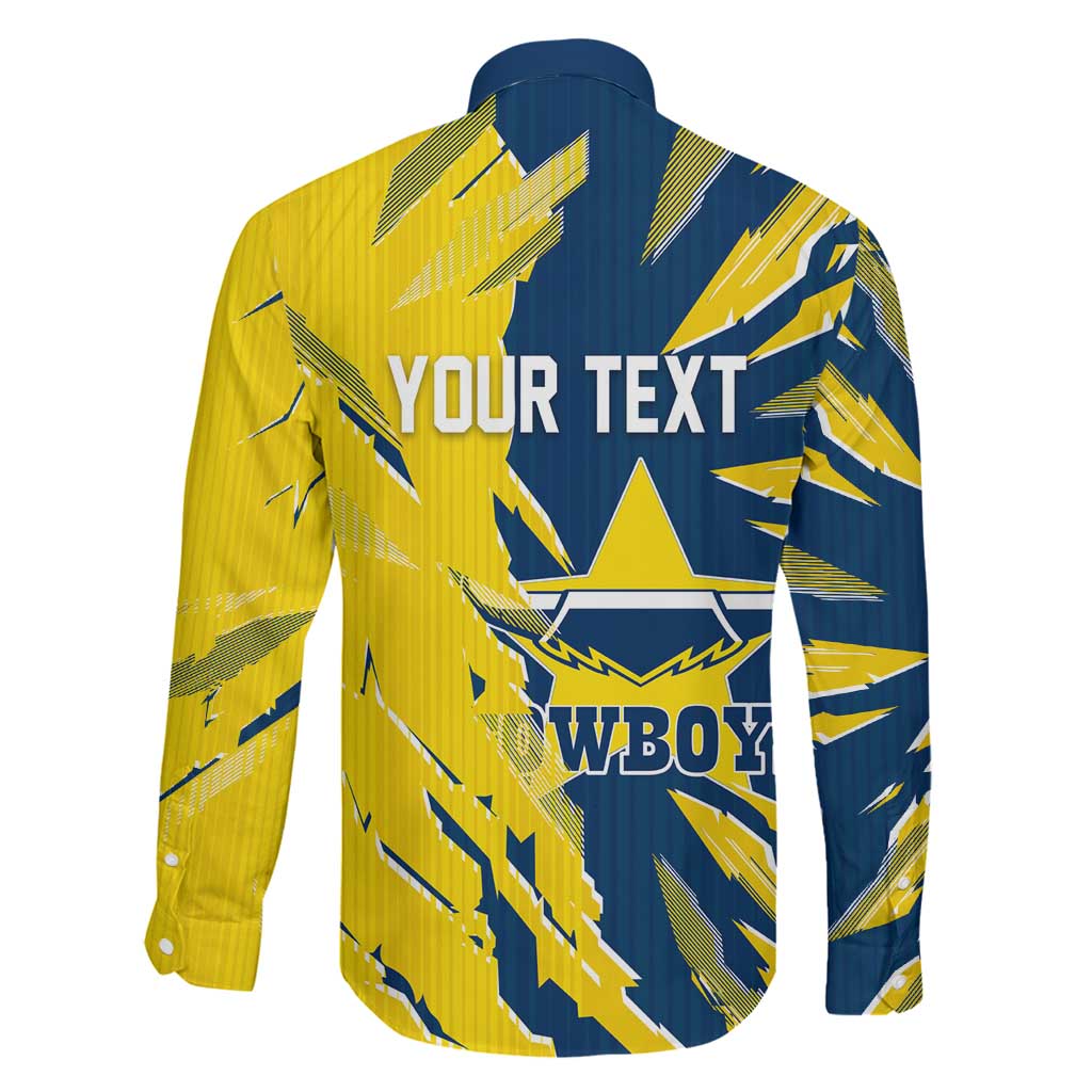 Personalized North Queensland Cowboys Family Matching Off Shoulder Short Dress and Hawaiian Shirt Dynamic Lightning Mascot Rugby Australia