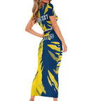 Personalized North Queensland Cowboys Family Matching Short Sleeve Bodycon Dress and Hawaiian Shirt Dynamic Lightning Mascot Rugby Australia
