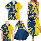 Personalized North Queensland Cowboys Family Matching Summer Maxi Dress and Hawaiian Shirt Dynamic Lightning Mascot Rugby Australia