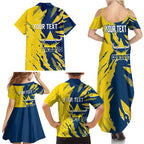 Personalized North Queensland Cowboys Family Matching Summer Maxi Dress and Hawaiian Shirt Dynamic Lightning Mascot Rugby Australia