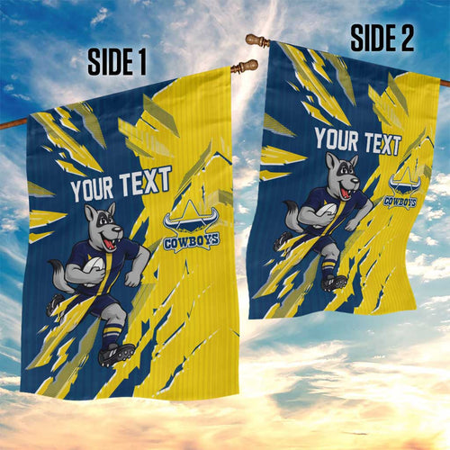 Personalized North Queensland Cowboys Garden Flag Dynamic Lightning Mascot Rugby Australia