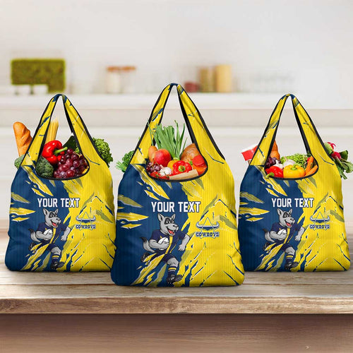 Personalized North Queensland Cowboys Grocery Bag Dynamic Lightning Mascot Rugby Australia