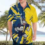 Personalized North Queensland Cowboys Hawaiian Shirt Dynamic Lightning Mascot Rugby Australia