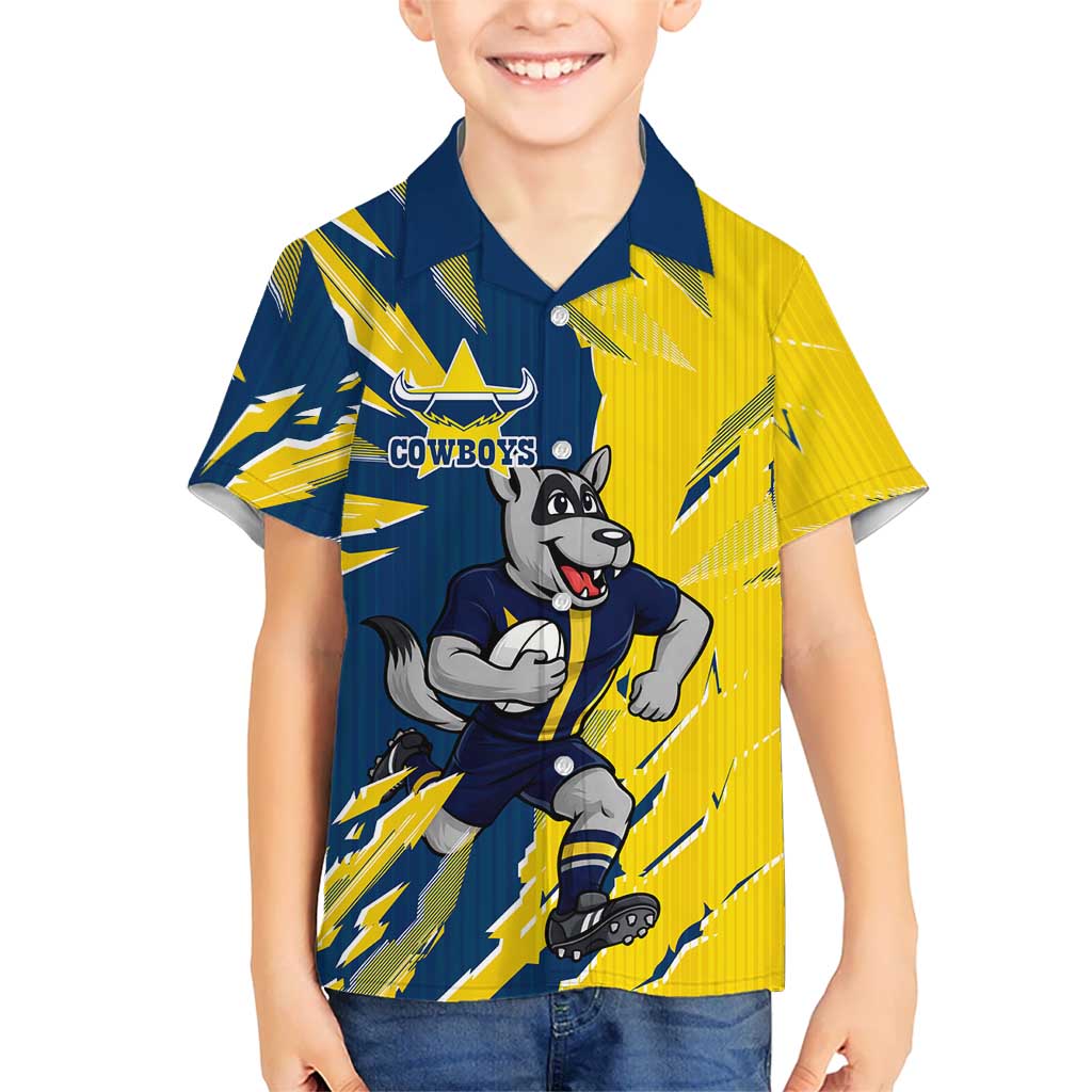 Personalized North Queensland Cowboys Hawaiian Shirt Dynamic Lightning Mascot Rugby Australia