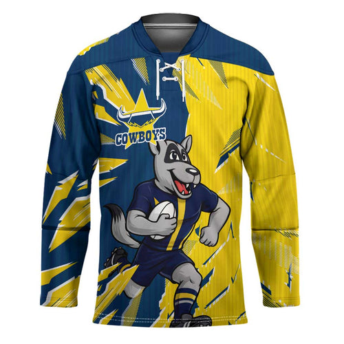 Personalized North Queensland Cowboys Hockey Jersey Dynamic Lightning Mascot Rugby Australia