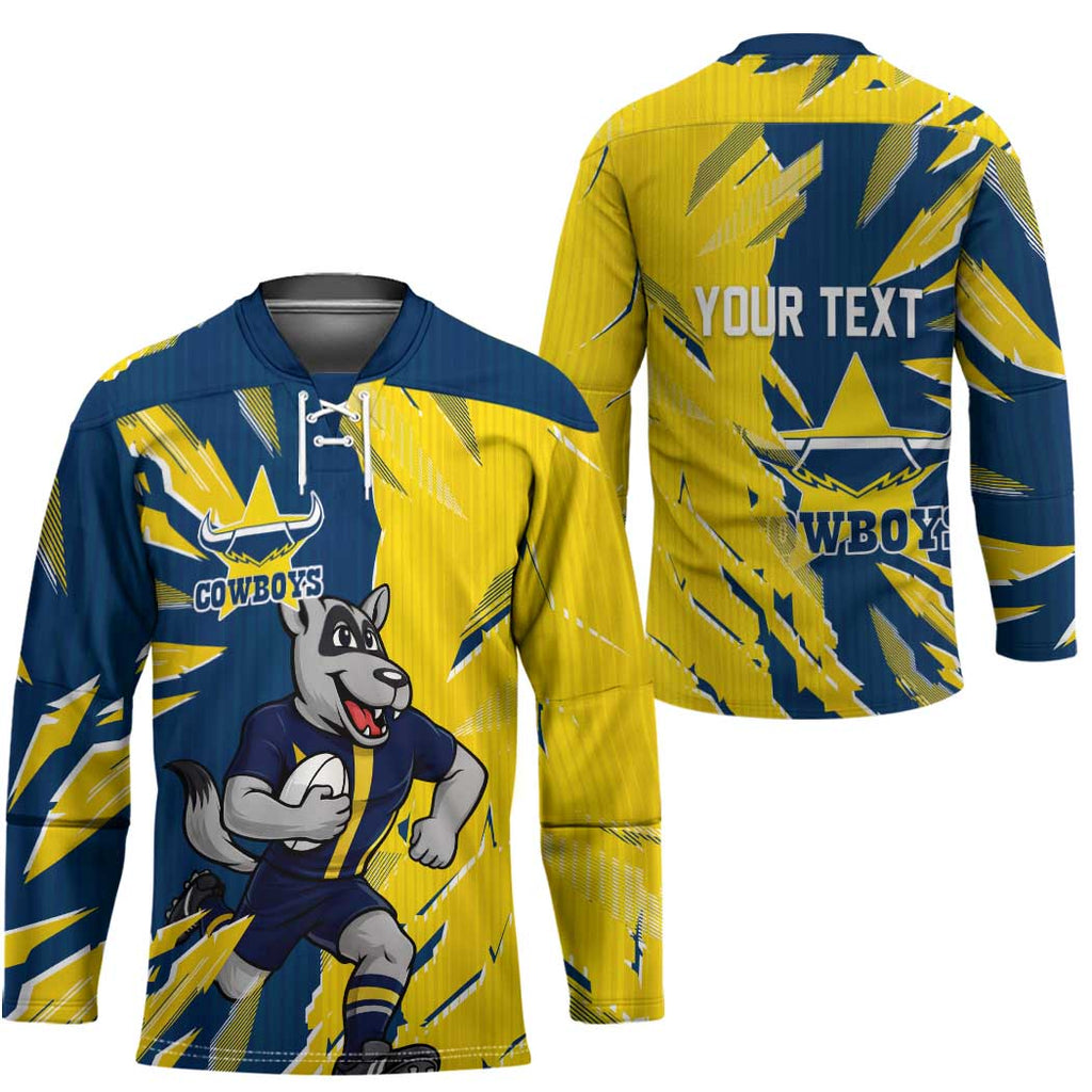 Personalized North Queensland Cowboys Hockey Jersey Dynamic Lightning Mascot Rugby Australia
