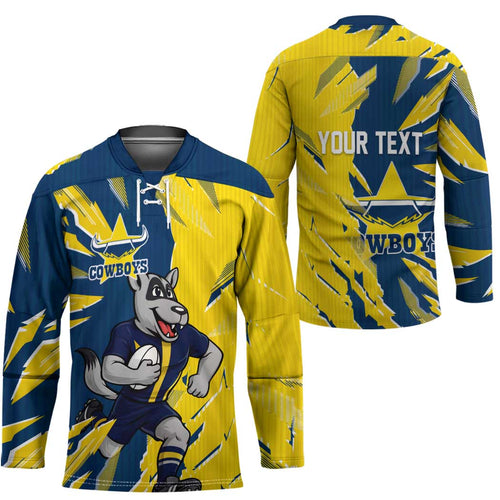 Personalized North Queensland Cowboys Hockey Jersey Dynamic Lightning Mascot Rugby Australia