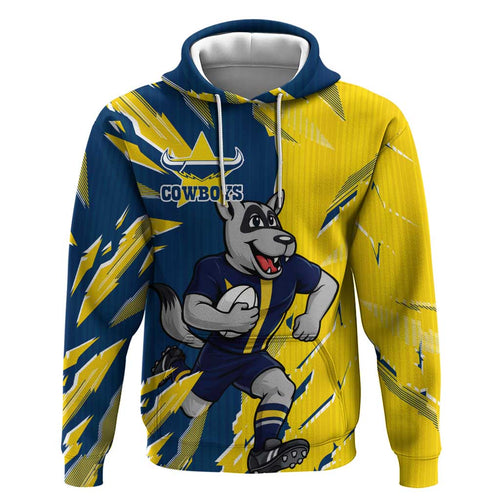 Personalized North Queensland Cowboys Hoodie Dynamic Lightning Mascot Rugby Australia