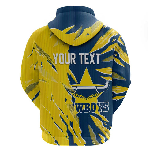 Personalized North Queensland Cowboys Hoodie Dynamic Lightning Mascot Rugby Australia