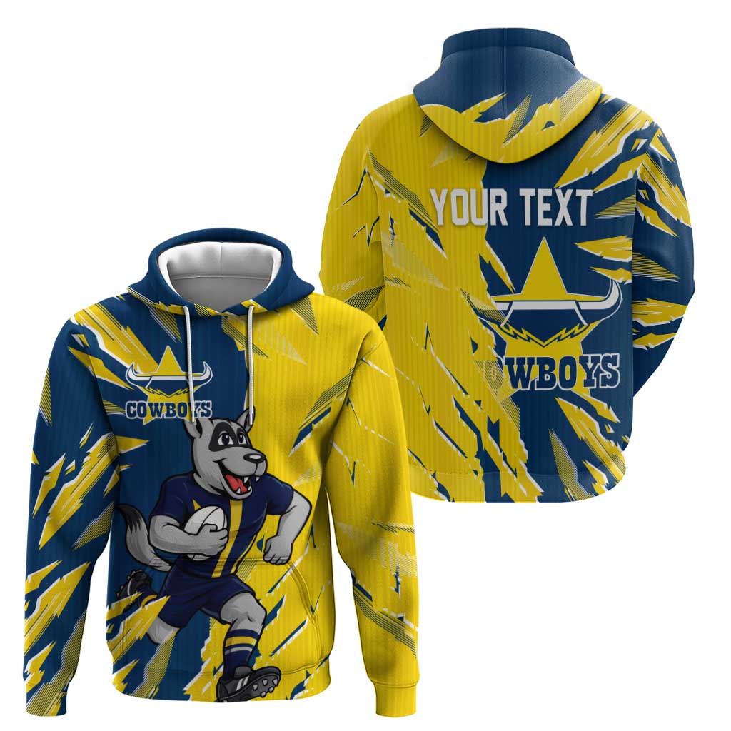 Personalized North Queensland Cowboys Hoodie Dynamic Lightning Mascot Rugby Australia