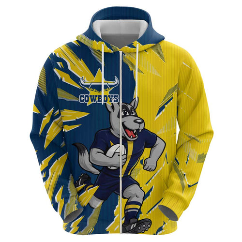 Personalized North Queensland Cowboys Hoodie Dynamic Lightning Mascot Rugby Australia