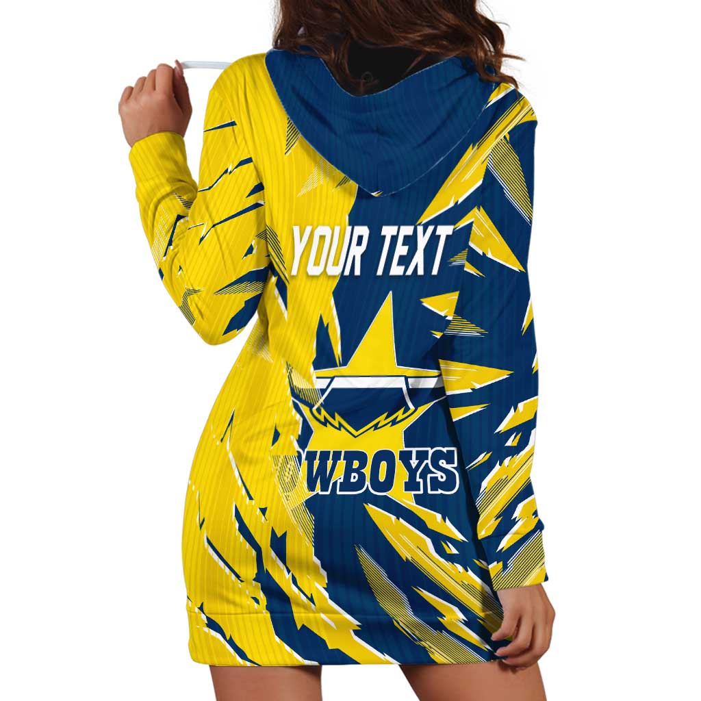 Personalized North Queensland Cowboys Hoodie Dress Dynamic Lightning Mascot Rugby Australia