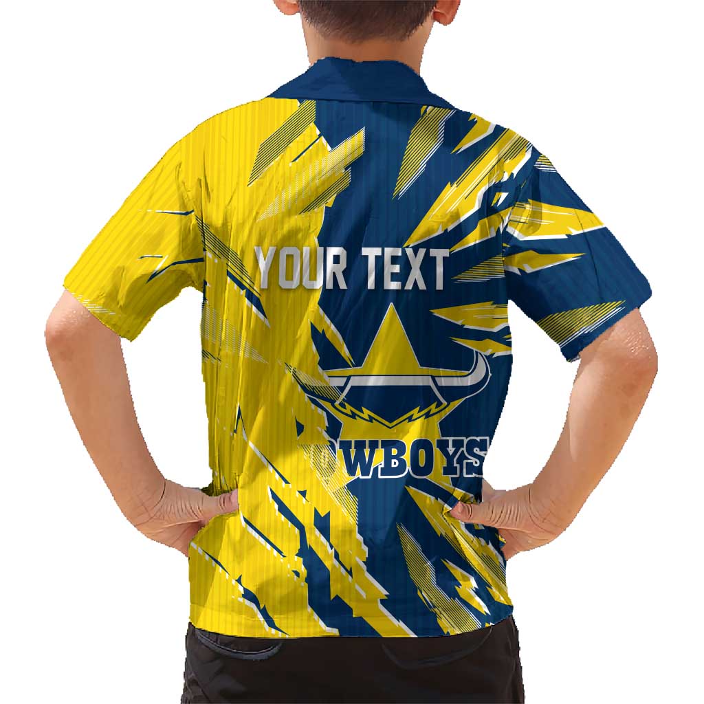 Personalized North Queensland Cowboys Kid Hawaiian Shirt Dynamic Lightning Mascot Rugby Australia