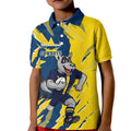 Personalized North Queensland Cowboys Kid Polo Shirt Dynamic Lightning Mascot Rugby Australia