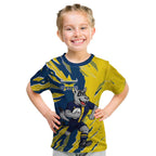 Personalized North Queensland Cowboys Kid T Shirt Dynamic Lightning Mascot Rugby Australia