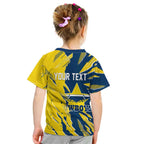 Personalized North Queensland Cowboys Kid T Shirt Dynamic Lightning Mascot Rugby Australia