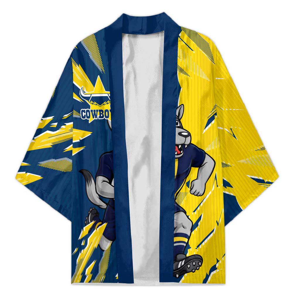 Personalized North Queensland Cowboys Kimono Dynamic Lightning Mascot Rugby Australia