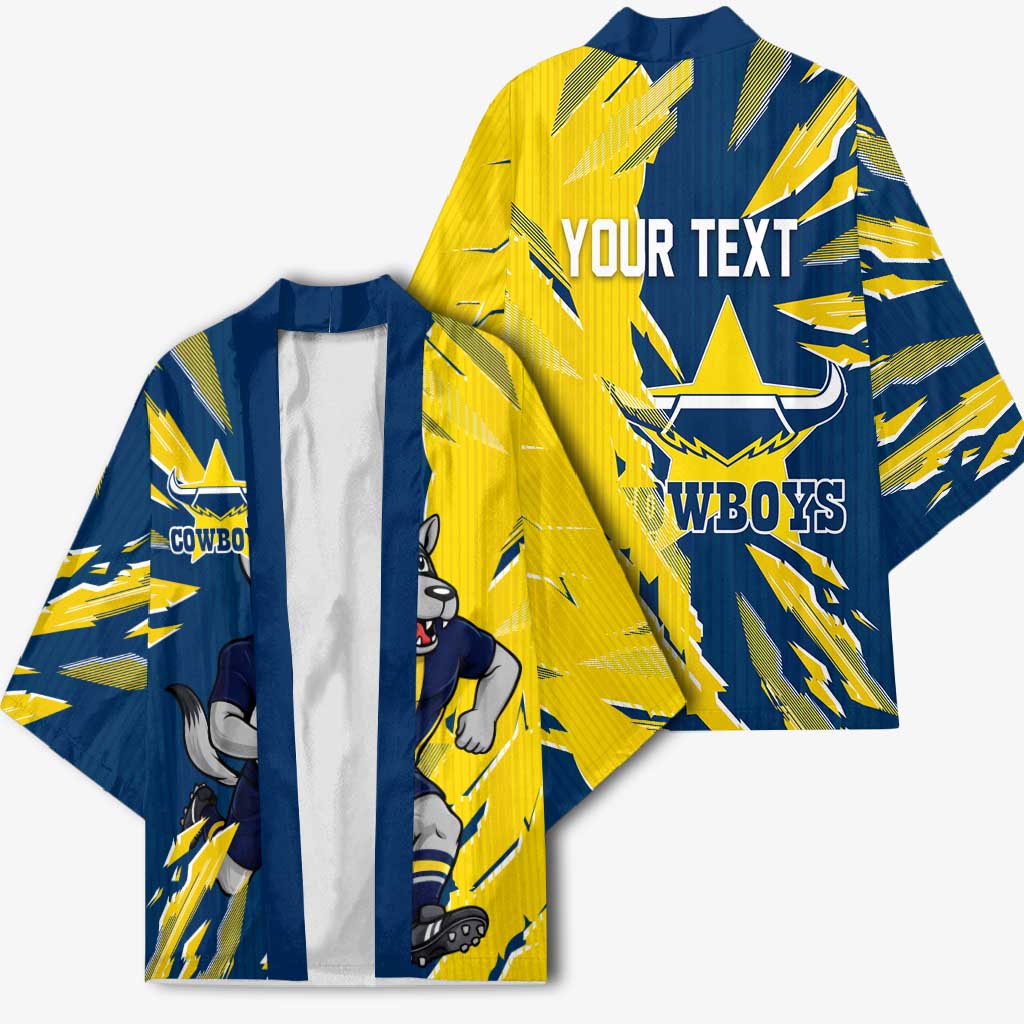 Personalized North Queensland Cowboys Kimono Dynamic Lightning Mascot Rugby Australia