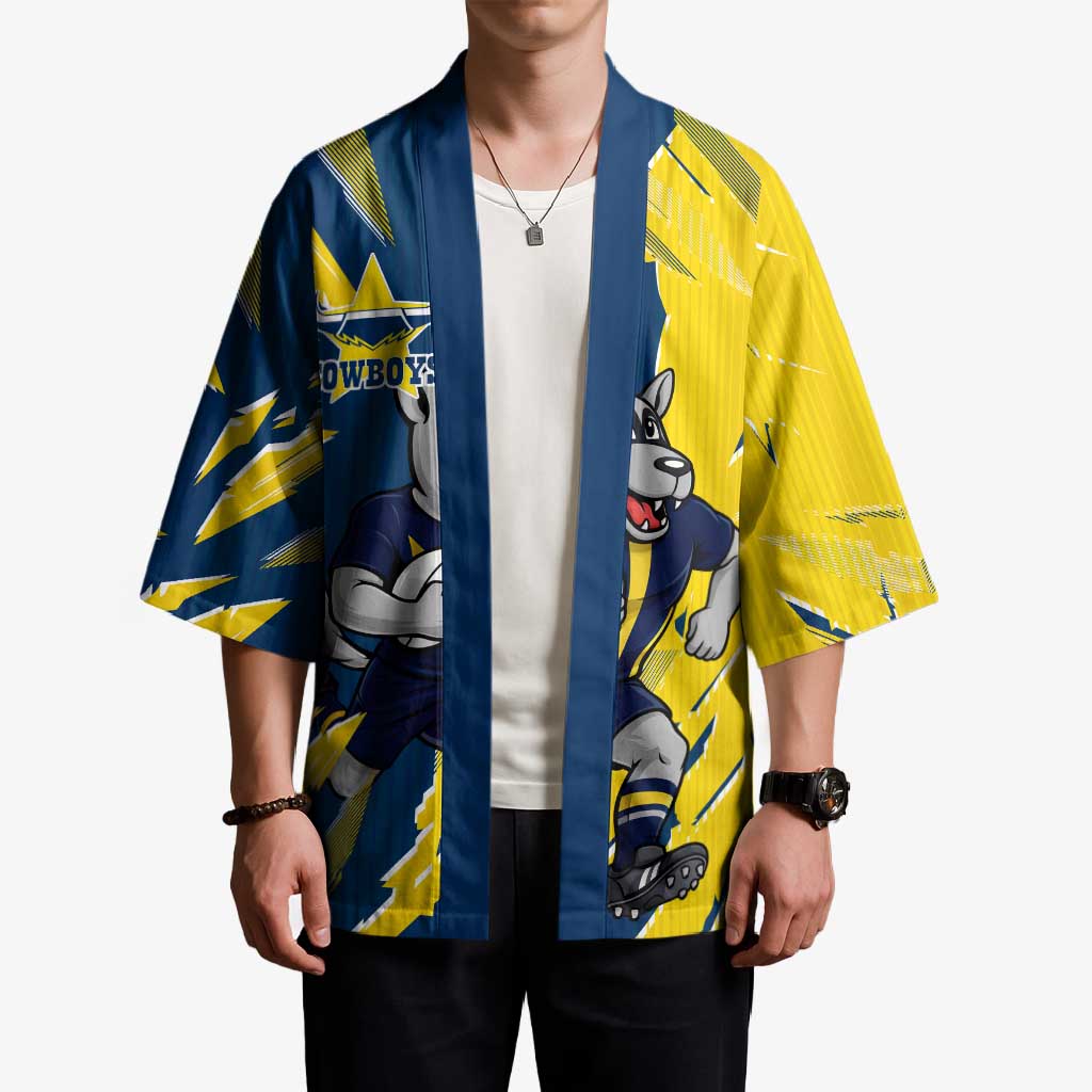 Personalized North Queensland Cowboys Kimono Dynamic Lightning Mascot Rugby Australia