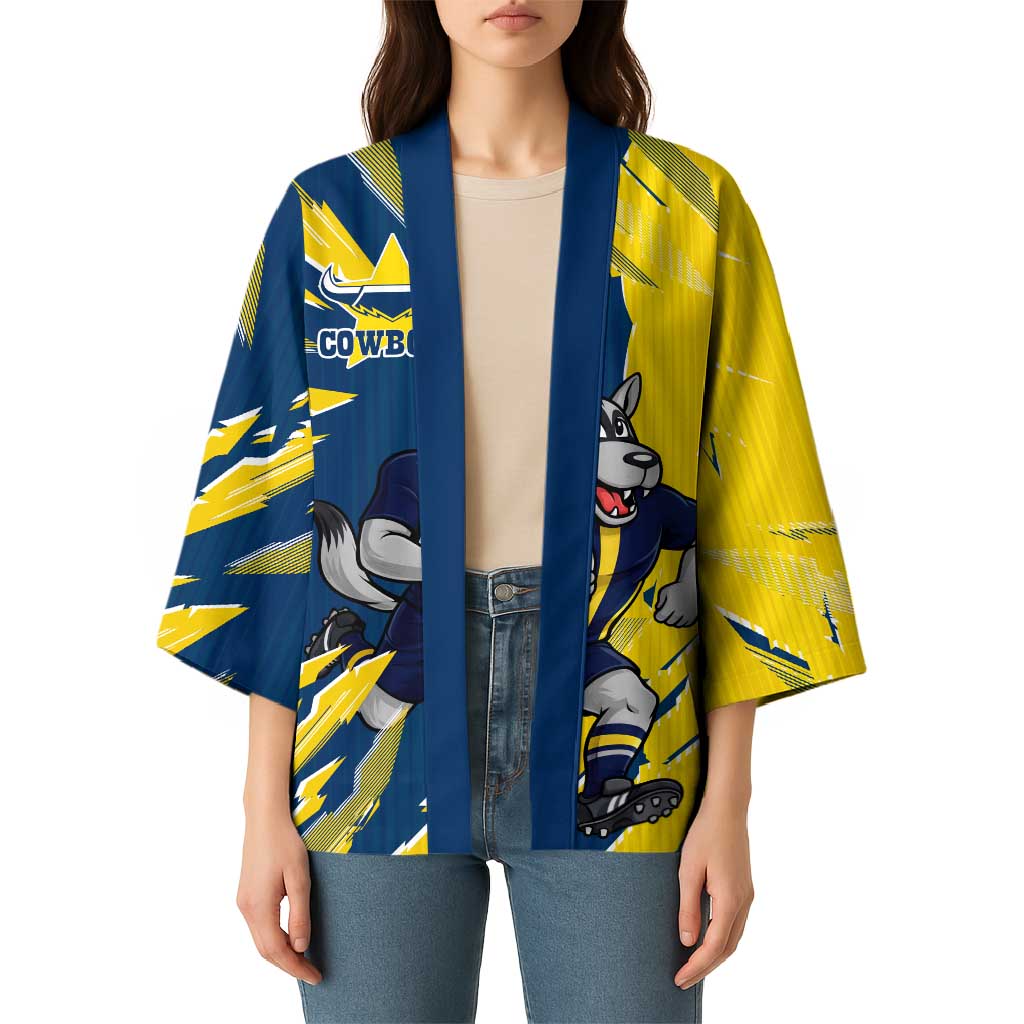 Personalized North Queensland Cowboys Kimono Dynamic Lightning Mascot Rugby Australia