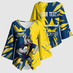 Personalized North Queensland Cowboys Kimono Sleeve Blouse Dynamic Lightning Mascot Rugby Australia