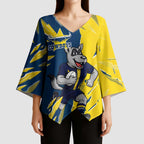 Personalized North Queensland Cowboys Kimono Sleeve Blouse Dynamic Lightning Mascot Rugby Australia